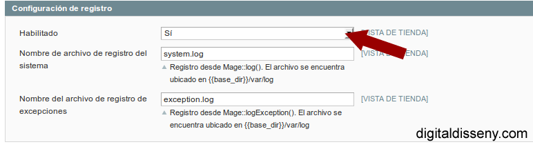 log magento